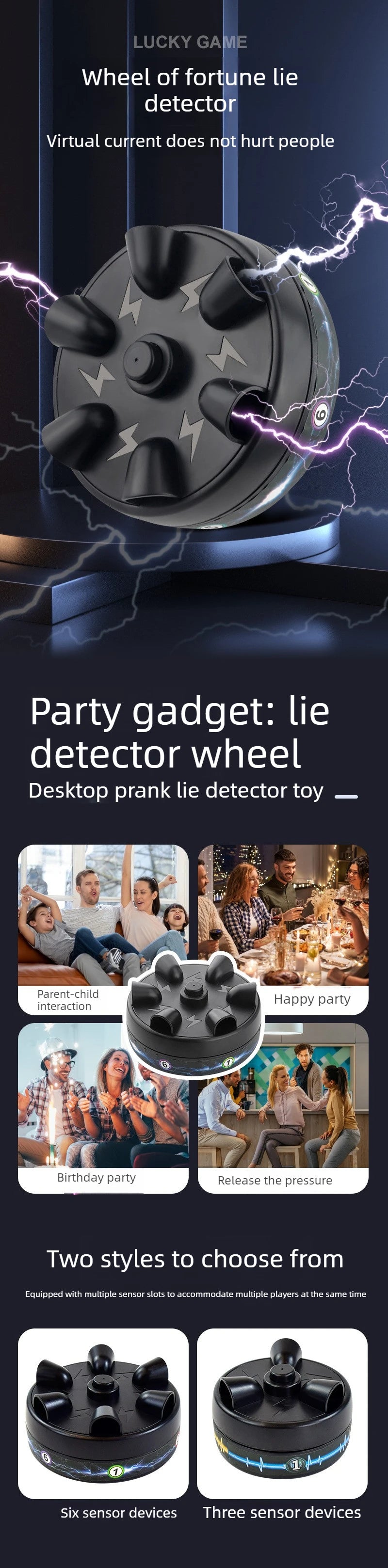 Party Game Toy Lie Detector Finger Shock Truth or Dare Game for Friends Gatherings Stress Relief Prank Gadget Adult Fun