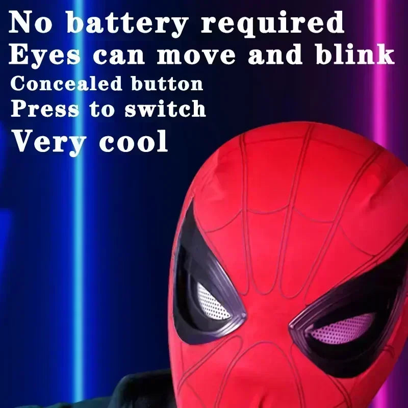 New Miles Spiderman Mask Headgear Cosplay Moving Eyes Electronic Mask 1:1 Remote Control Creative Cool Adult Kid Toys Gifts