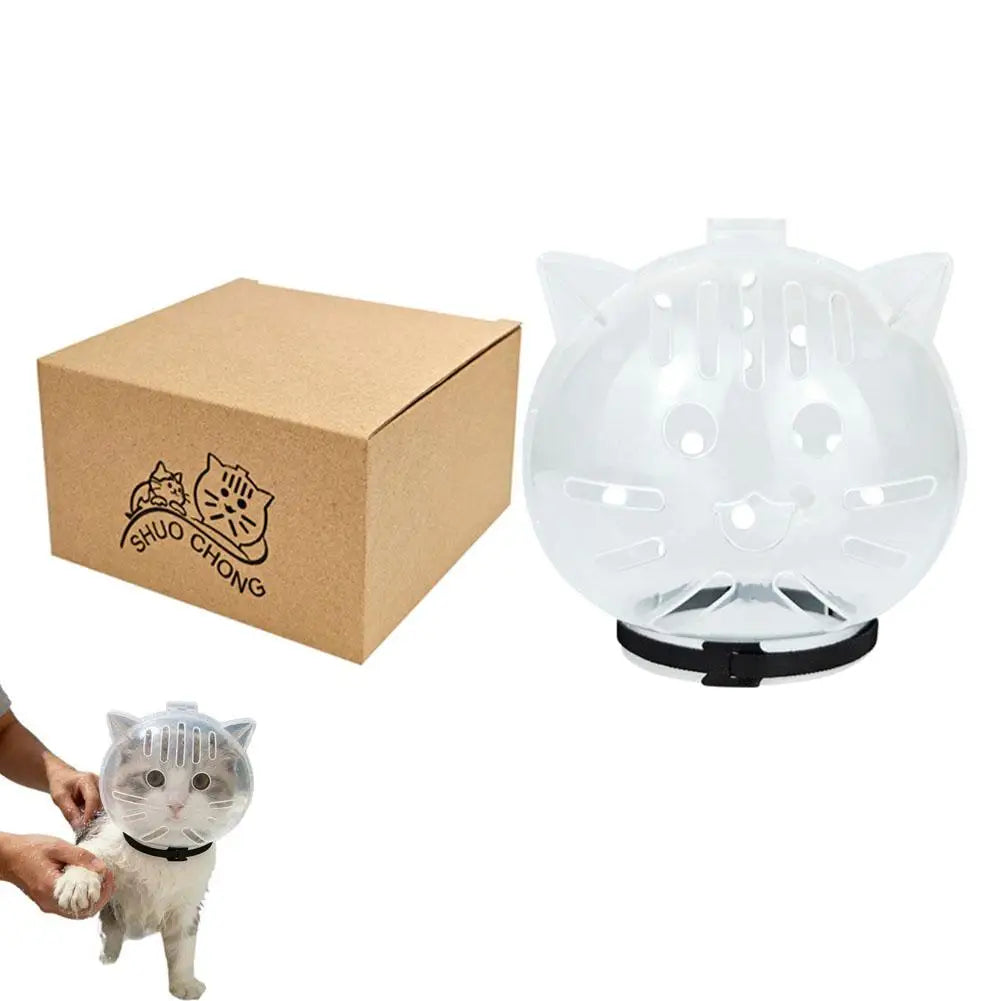 Cat Muzzle Anti-Bite Breathable Cat Grooming Supplies Grooming Mask Bath Grooming Anti-Licking Protective Space Hood