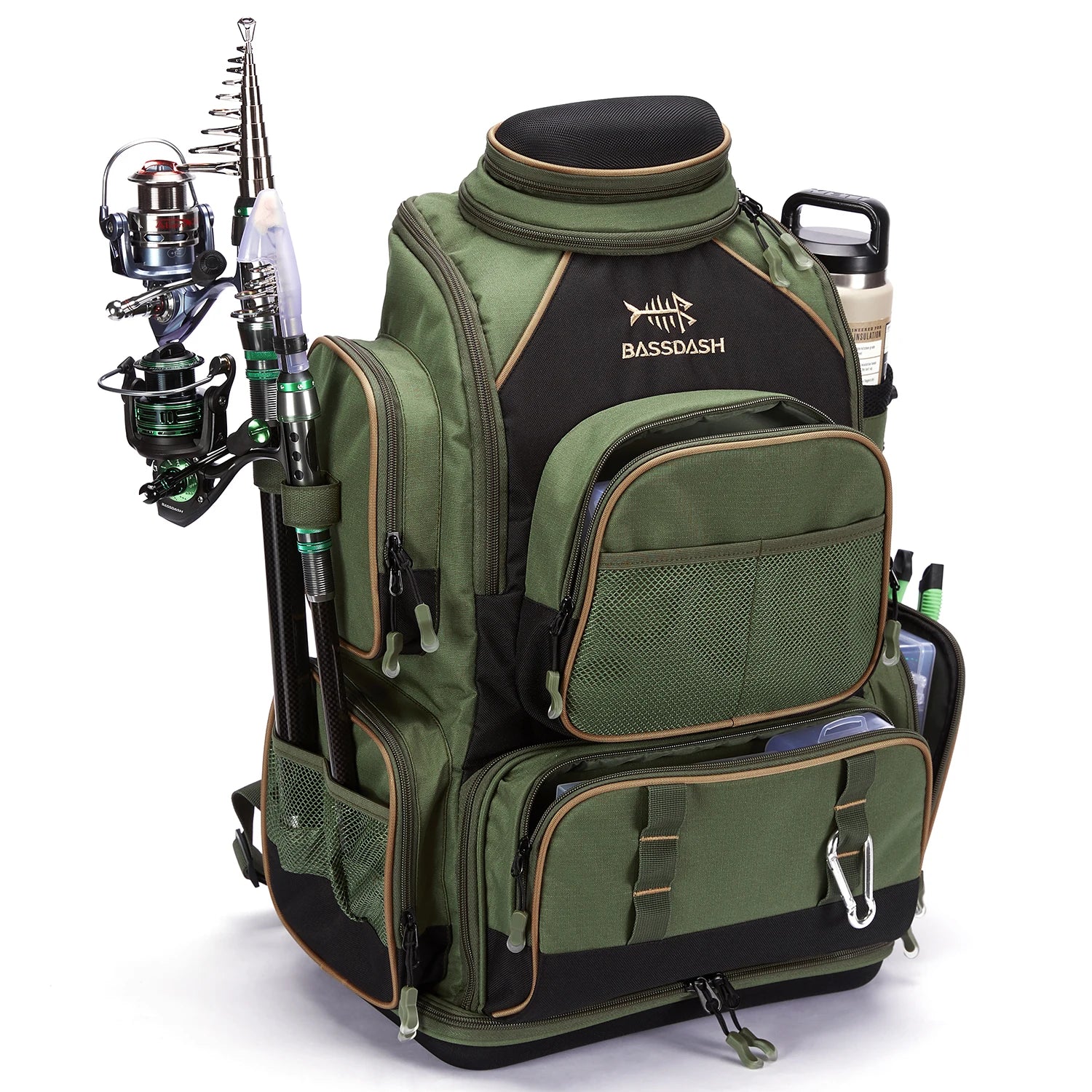 Bassdash Multifunctional Fishing Tackle Backpack Lightweight Tactical Soft Tackle Box with Protective Rain Cover