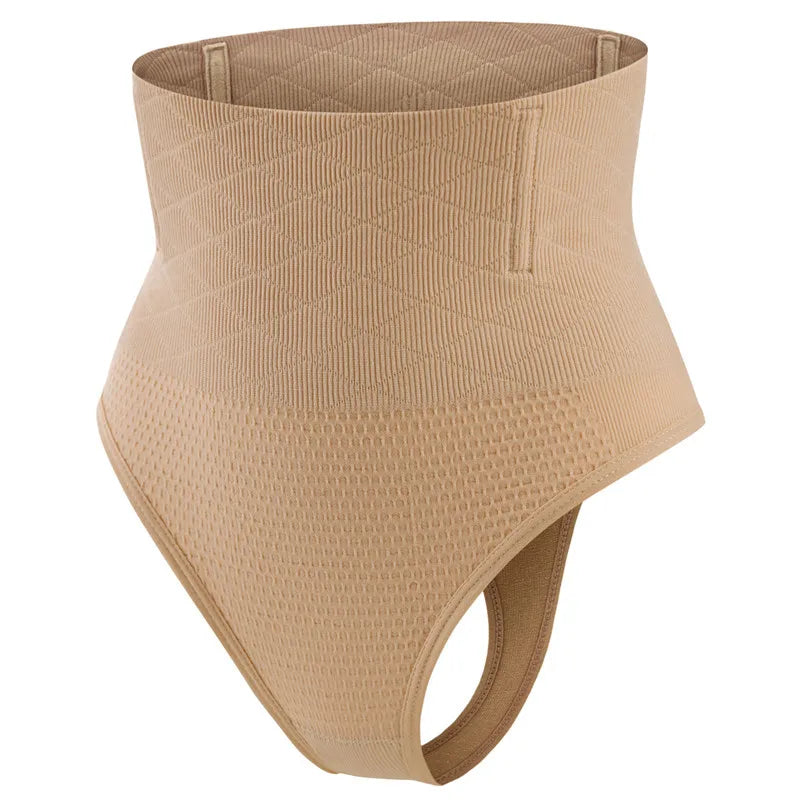 Thin Thong Women's Strong Hip Lift Tummy Control Panties with Fishbone Steel Boning Waist Cincher Mid-High Waist Shaper
