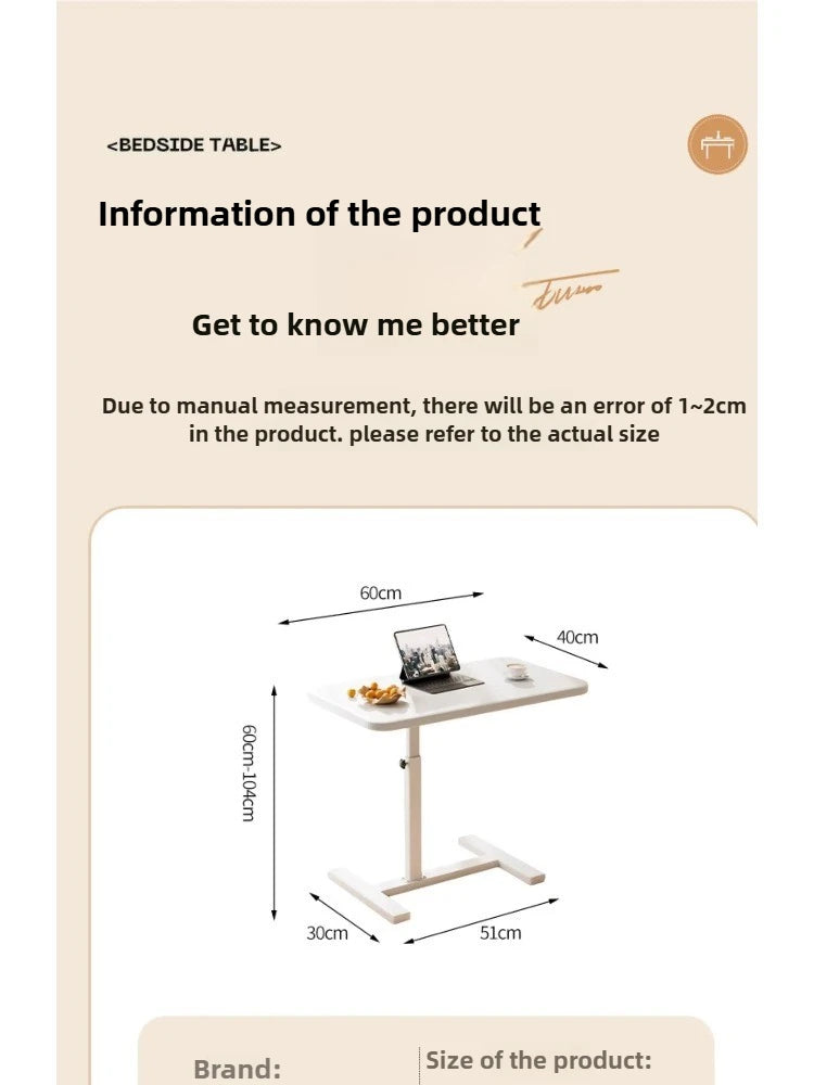 Height Adjustable Mobile Laptop Desk with Wheels Multi-Purpose Rolling Tray Table for Standing Workstation Use in Living Room