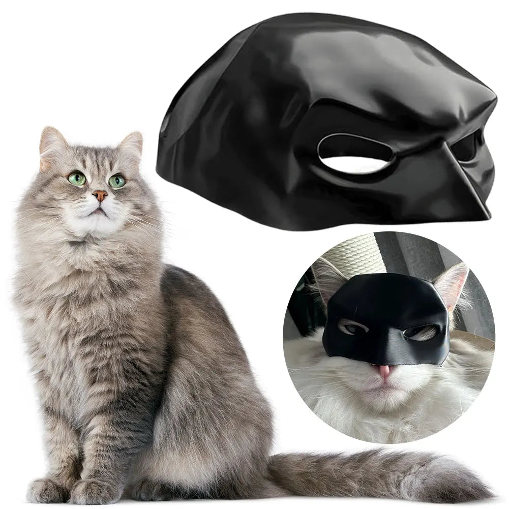 Bat Cat Avenger Mask Creative Black Cat Bat Mask Handmade Half Face Cat Mask Decorative Half Face Pet Mask for Party Favors