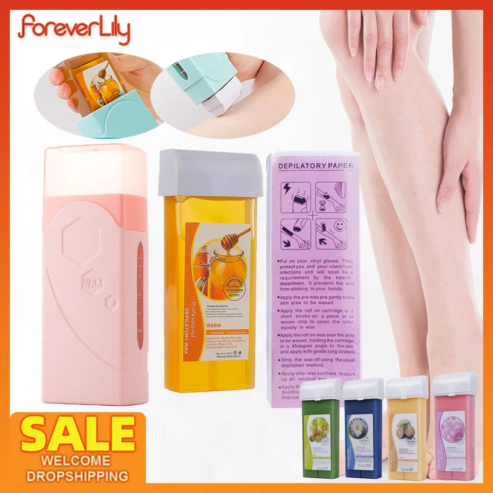 40W Roll On Depilatory Wax Heater Machine Portable Wax Cartridge Hair Removal Cream Heating Device Home Epilator Waxing Warmer