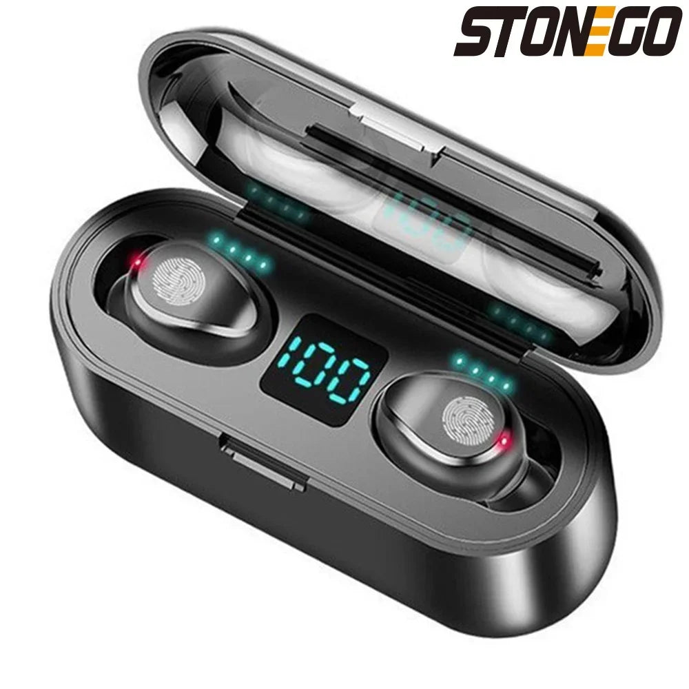 Wireless Bluetooth TWS Earphones Sport Waterproof HiFi Noise Cancelling Deep Bass Sound Dual Charging Box