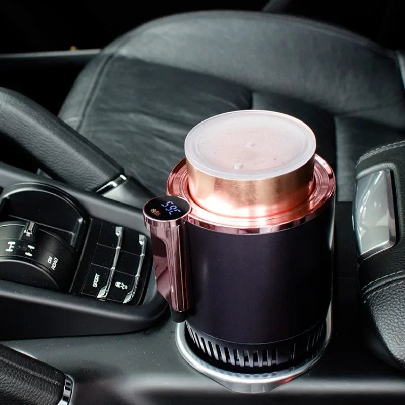 Smart Car 2-In-1 Hot and Cold Cup Drinks Holder Home Fast Refrigeration Cooling/Heating Mini Touch Screen Beverage Mug Drink Can