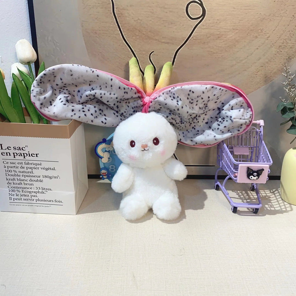 Kawaii Fruit Transfigured Bunny Plush Toy Cute Carrot Strawberry Turn Into Rabbit Plush Toy Kids Birthday Christmas Gift