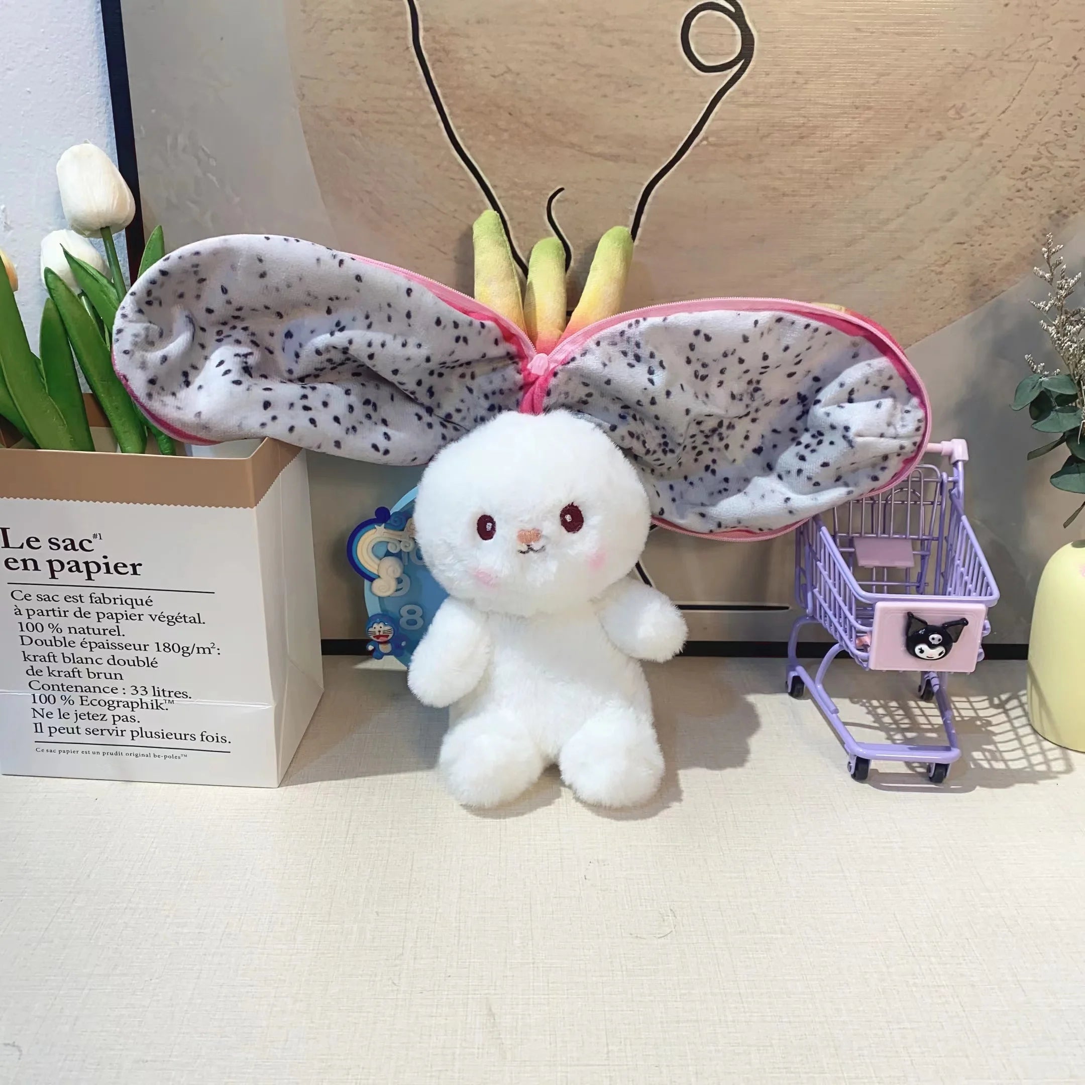 Kawaii Fruit Transfigured Bunny Plush Toy Cute Carrot Strawberry Turn Into Rabbit Plush Toy Kids Birthday Christmas Gift