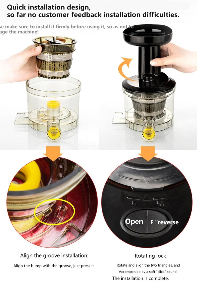 In stock Big Mouth Cold Press Commercial Orange Fruit Machine Electric Household Vegetable Juice Multifunctional Slow Juicer