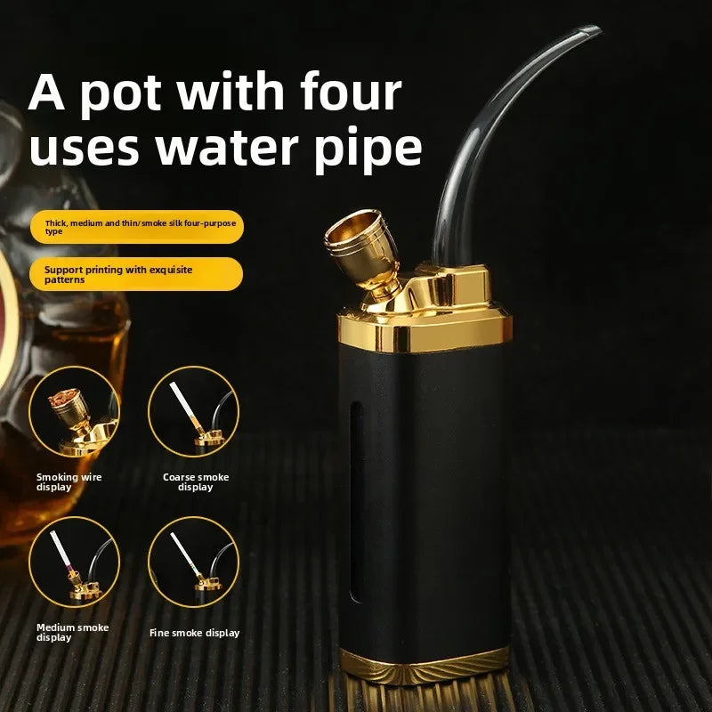 2026 New Hookah Bottle Personalized Engraving Pattern Portable Gift for Men's Thick Medium and Thin Tobacco 4 Water Bucket Pot