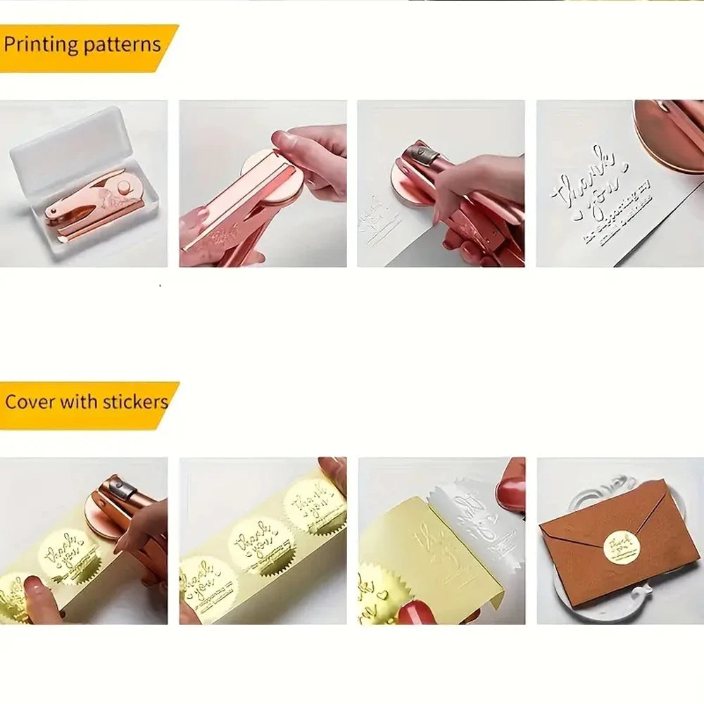 Custom Initials Embosser Stamp,Book Embosser Personalized LOGO Wedding Embossing Stamp, Address Stamp, Form the Library Embosser