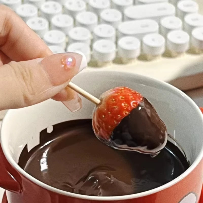 Ceramic Chocolate Hot Pot Cup, Gourmet Cheese Creative Coffee MUG Swiss Ice cream Christmas Party With Fork
