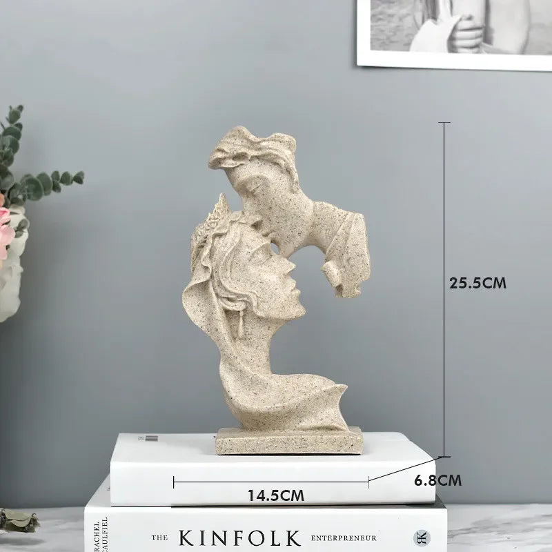 Accessories for home decoration silence is Gold statue for decoration statue of human face sculpture abstract African decoration