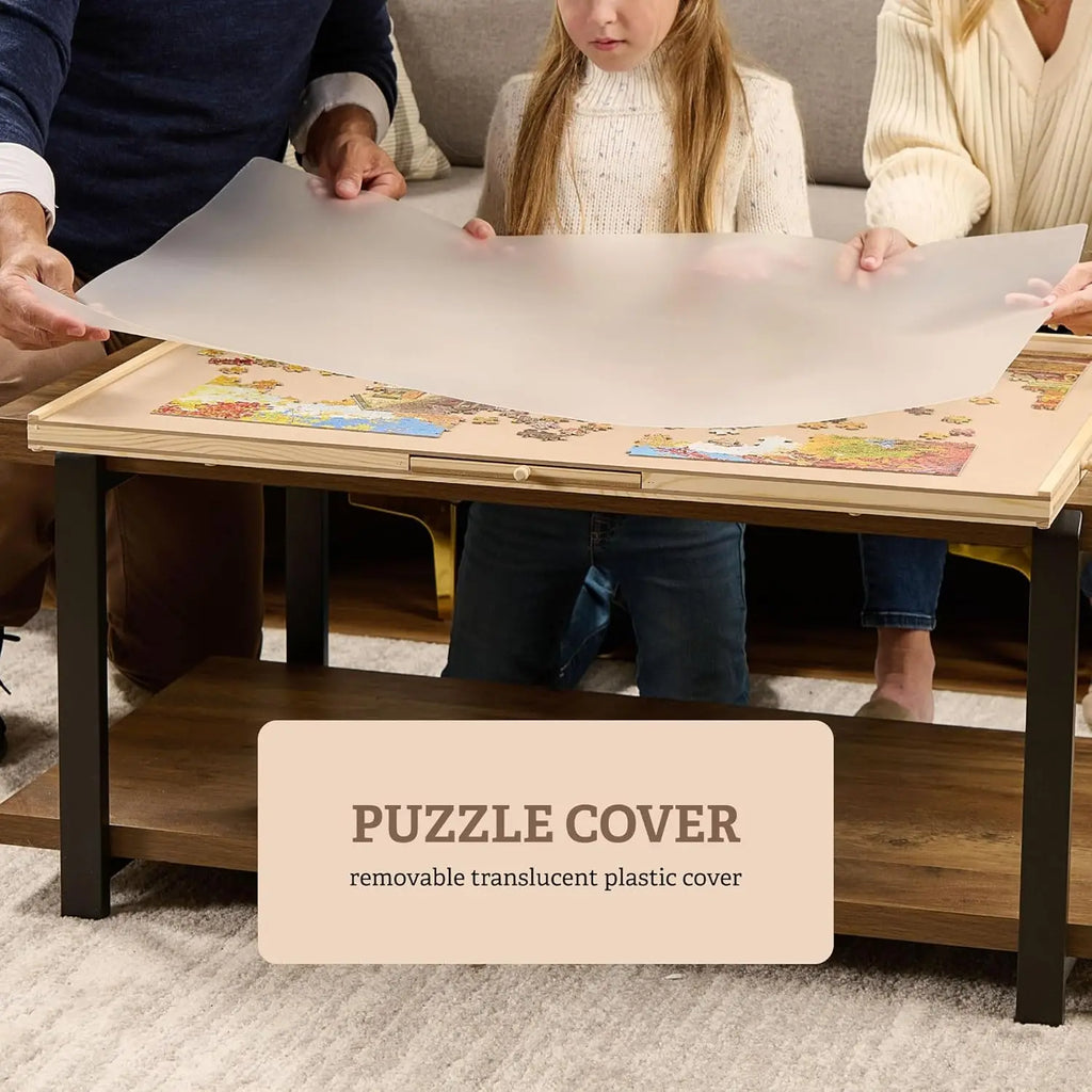 1500 Pieces Rotating Puzzle Board with 6 Storage Drawers & Protective Cover - Wooden Jigsaw Puzzle Table for 1500 Pieces - for F