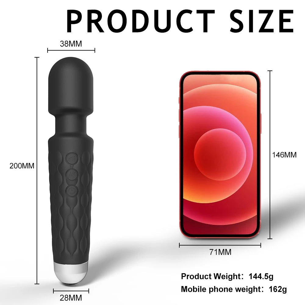 AV Magic Wand Vibrator for Woman 28 Powerful Vibrating Modes Clitoral Stimulator Flexible Silicone Body Massager Adult Sex Toys
