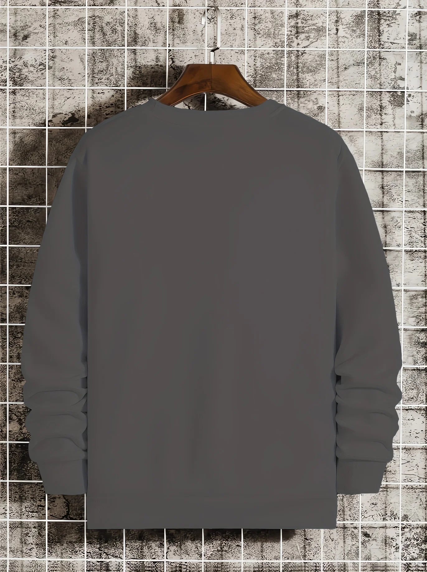 Men's autumn and winter fashionable casual loose Houston letter graphic printed long sleeved round neck sweatshirt