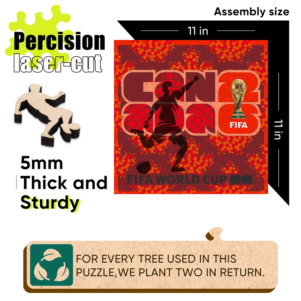 Canada 2026 FIFA World Cup Wooden Puzzle 3D Poster USA Mexico Soccer Fan Collectible Gift Toy Family Game Brain Teaser