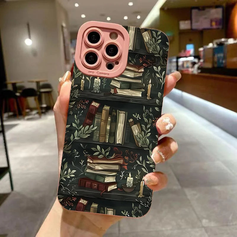 Creative Beautiful Book Pattern Phone Case For iPhone 11 12 13 14 15 16 17 Air Pro Max 16E 7 8 Plus X XR XS SE2 Shockproof Cover