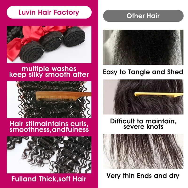 32 36 40 Inch Deep Wave Human Hair Bundles Brazilian Remy Unprocessed Weaving Curly Hair 1/2/3/4 Bundles Weave Extensions Deals