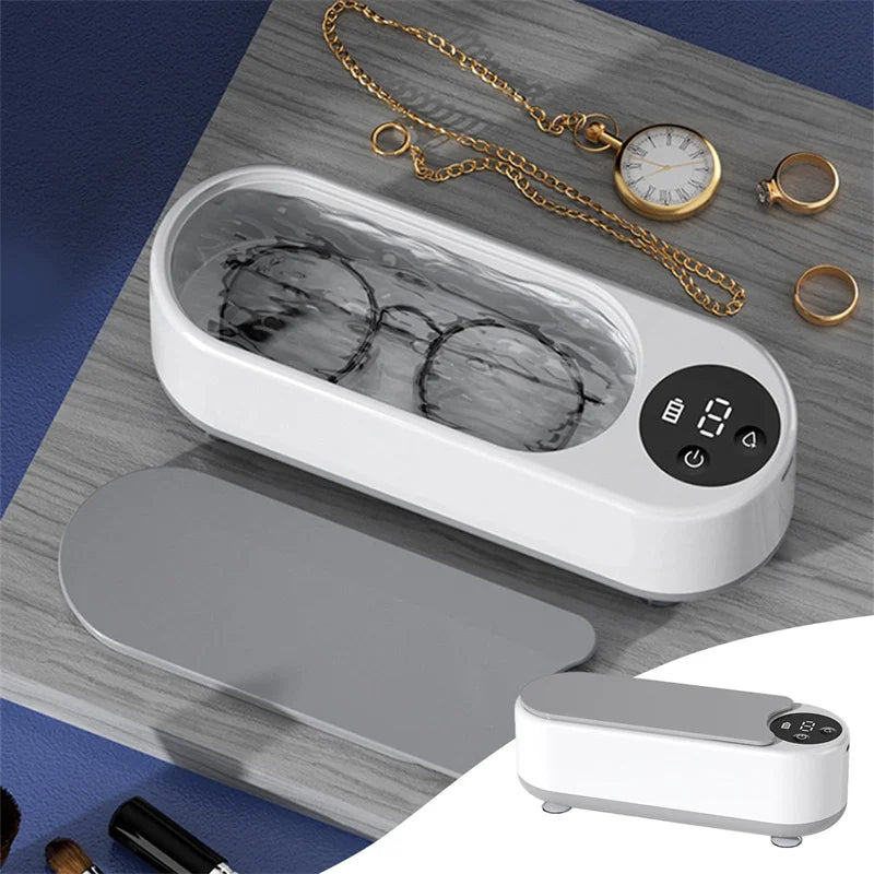 Jewelry Vibration Non-Ultrasonic Cleaner with Digital Display Wireless Portable Cleaner Eyeglasses Rings Earrings Cleaner