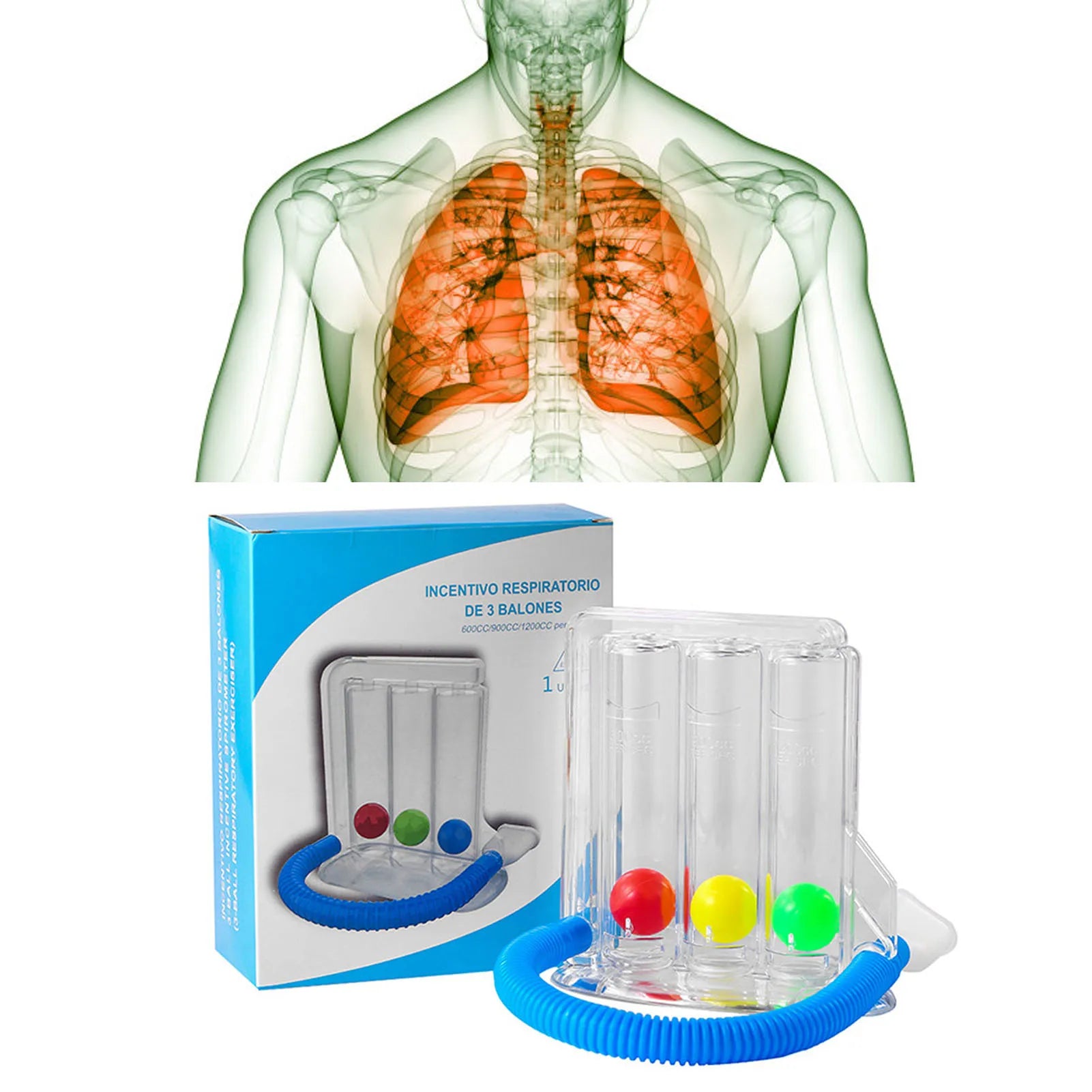 3/4 Balls Breathing Trainer Lung Function Improvement Trainer Respiratory Spirometry Breath Exerciser Measurement Tools