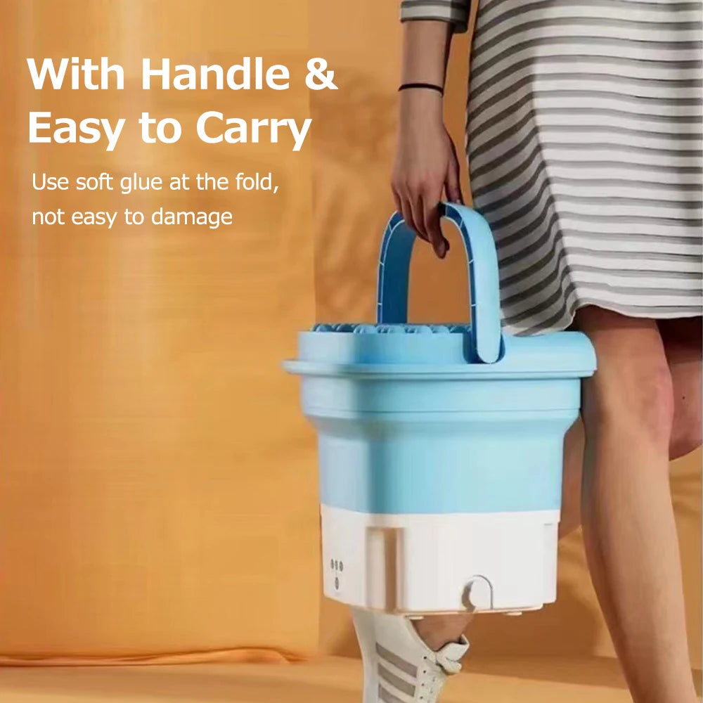 Washing Machine Small Household Folding Portable Automatic Ultrasonic Forward and Reverse Pulsator Elution Dual Purpose Imitatio