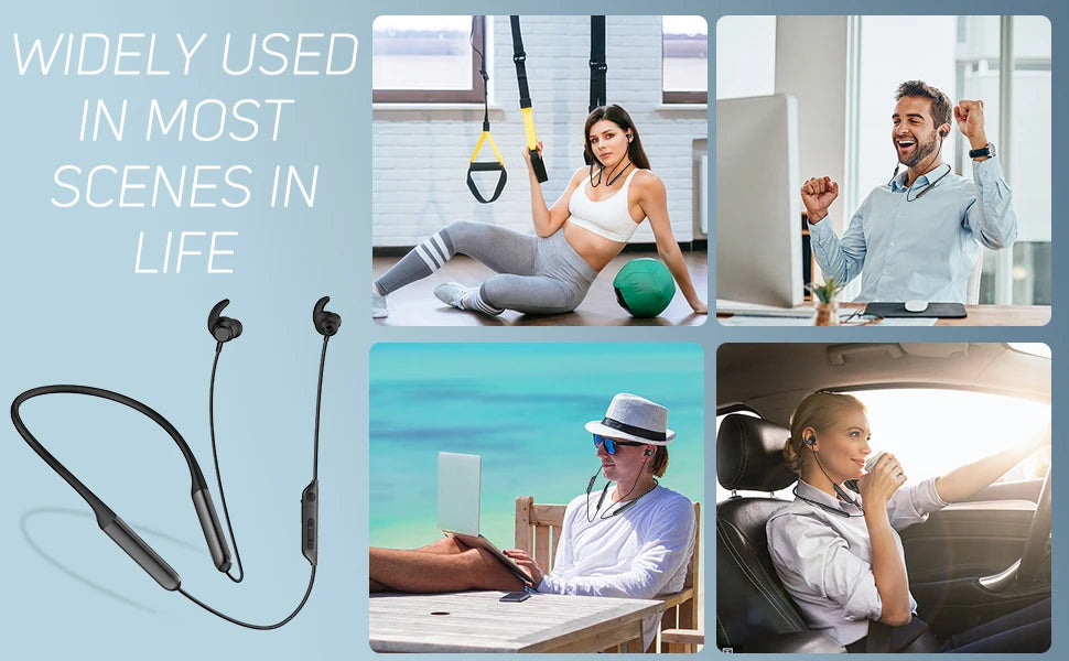 Nurati N1 5.2 Sport BT 100 Hours, Bluetooth Wireless Headset with Noise-Cancelling Microphone and IPX6, In-Ear W
