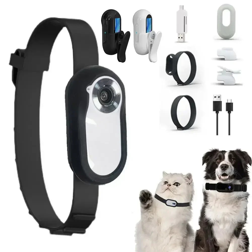 HD 1080P Wireless Collar Camera No WiFi Needed Dog Cat Pet Camera Collar Nanny Camera Video Records for Cats Dogs Birthday Gift