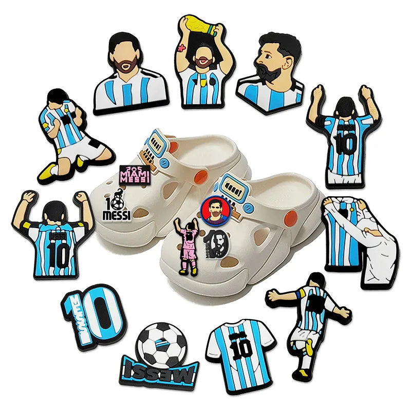 1-16pcs of Football Star Mesi Series Cartoon Shoe Charming Decorative Accessories, Children's Favorite Gifts