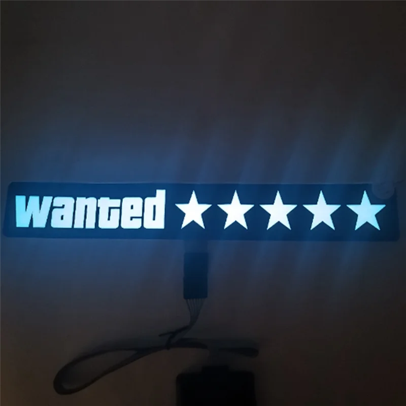 Windshield Electric 5 Star Wanted Car LED White Light Up Window Stickers Accessories For JDM Glow Panel Decoration Accessories-A