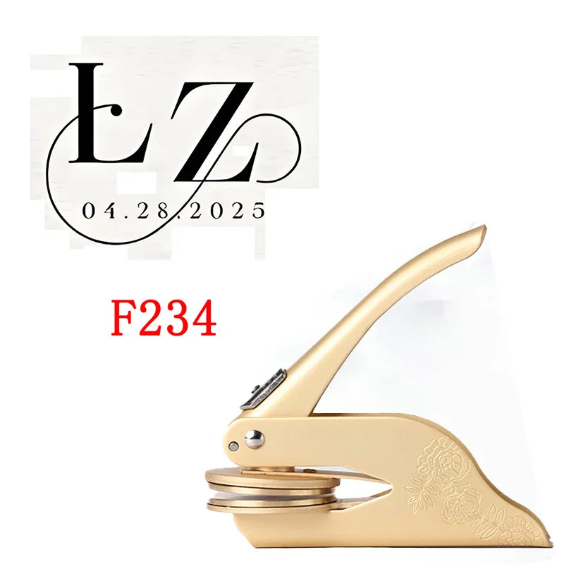 Custom Initials Embosser Stamp,Book Embosser Personalized LOGO Wedding Embossing Stamp, Address Stamp, Form the Library Embosser