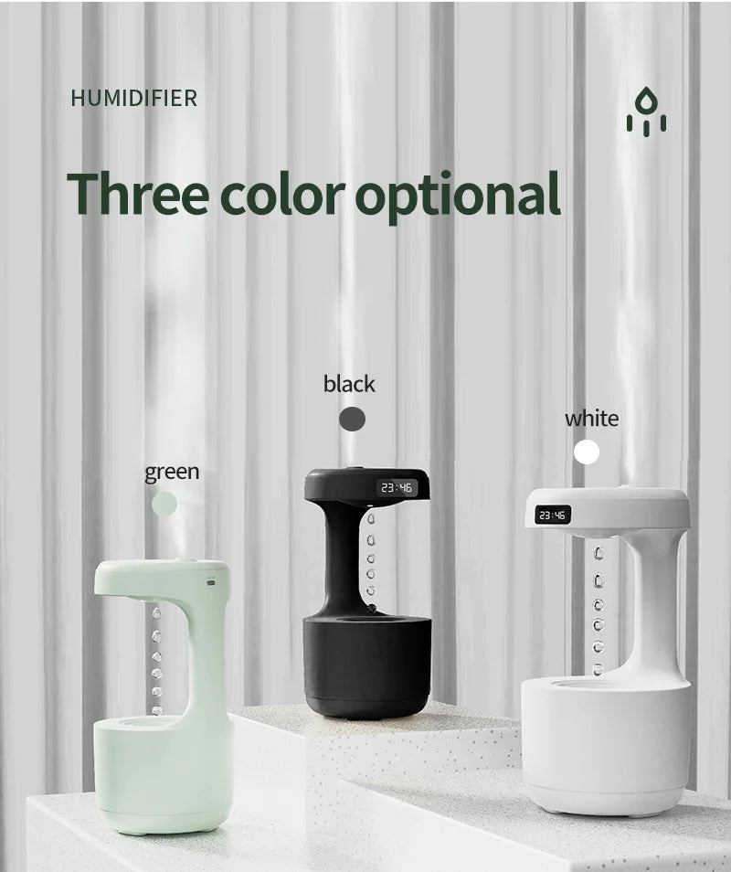 Water Droplet Air Humidifier 800ml Anti-gravity Essential Oil Diffuser Night Light Weightless Sprayer Decorations Desk Lamps