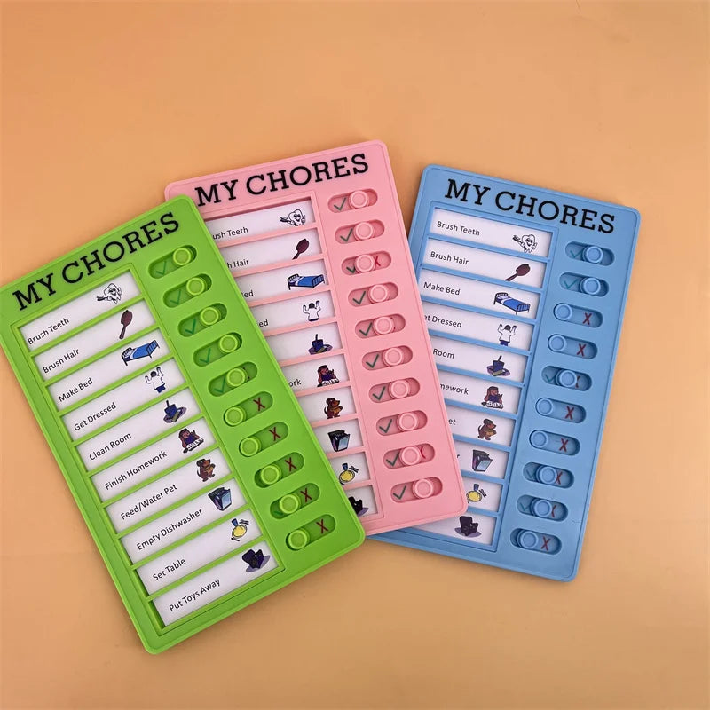 Reusable My Chores Checklist Daily Planner Memo Plastic Board Chore Chart Responsibility Behavior for Kid Self-discipline Card