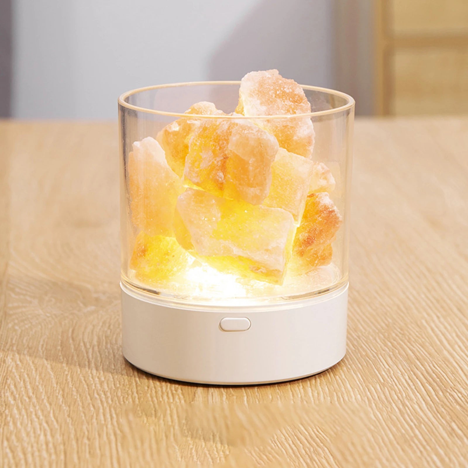 LED Rock Crystal Lamp Essential Oil Diffuser 7 Colors LED Crystal Salt Stone Night Light Home Office Bedroom Desktop Decoration