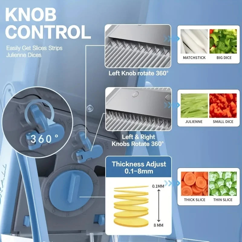 Adjustable Mandoline Slicer with Safety Glove, Large Vegetable Cutter for Potato Onion Cabbage - Food Chopper & Slicer