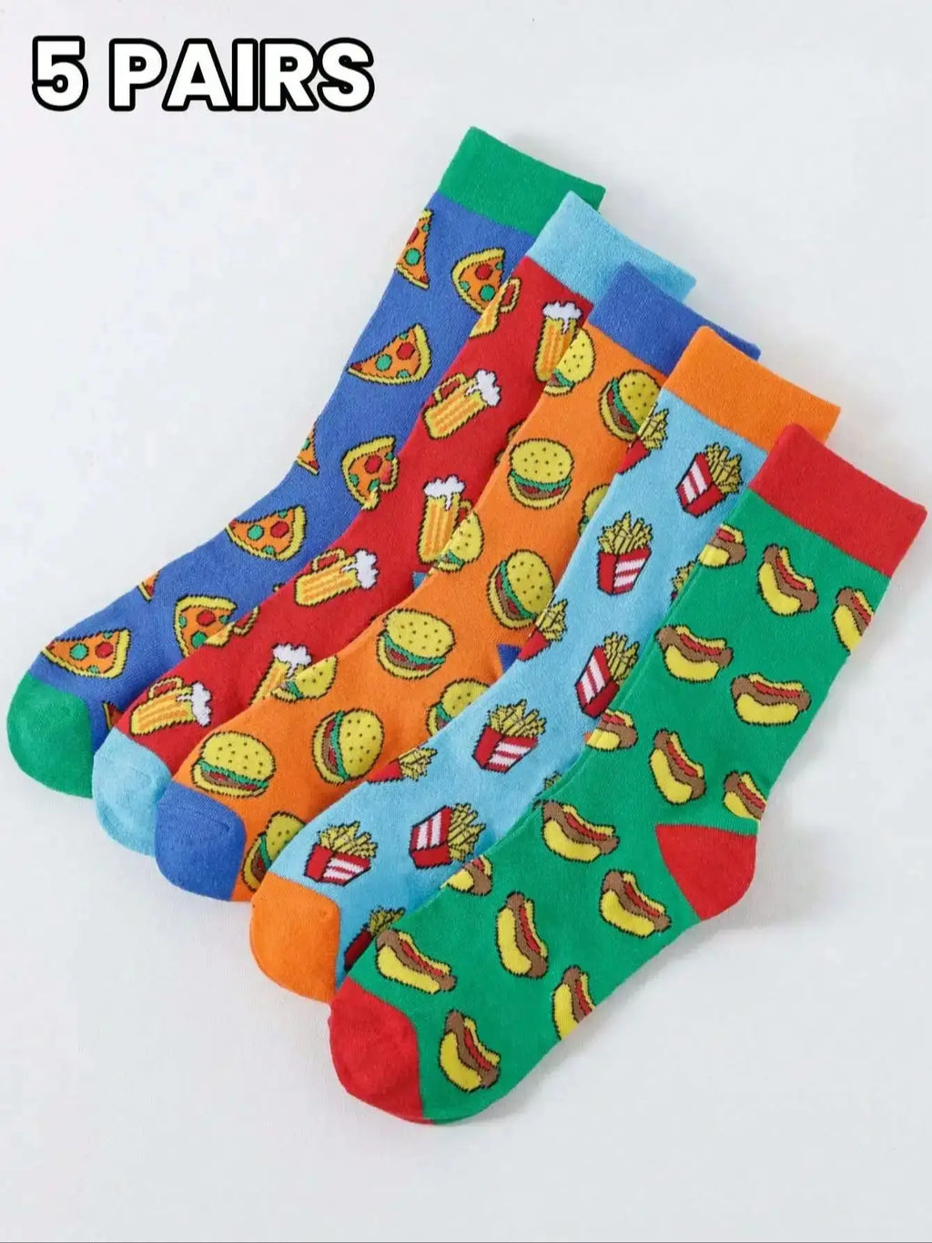 5 pairs/sets of men's four seasons European and American trend color food pattern combination