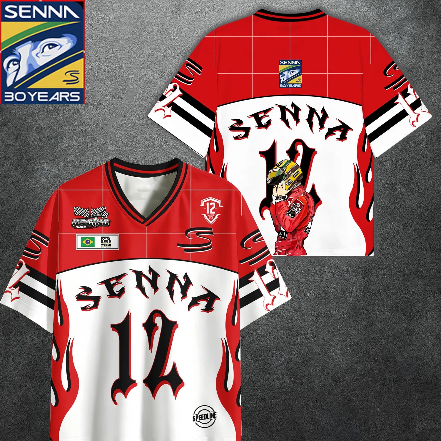2026 New Y2K Racing Casual Sport Style #12 Driver ayrton senna  Plus Size Casual Jersey Men's and Women's 3D Printed T-Shirt