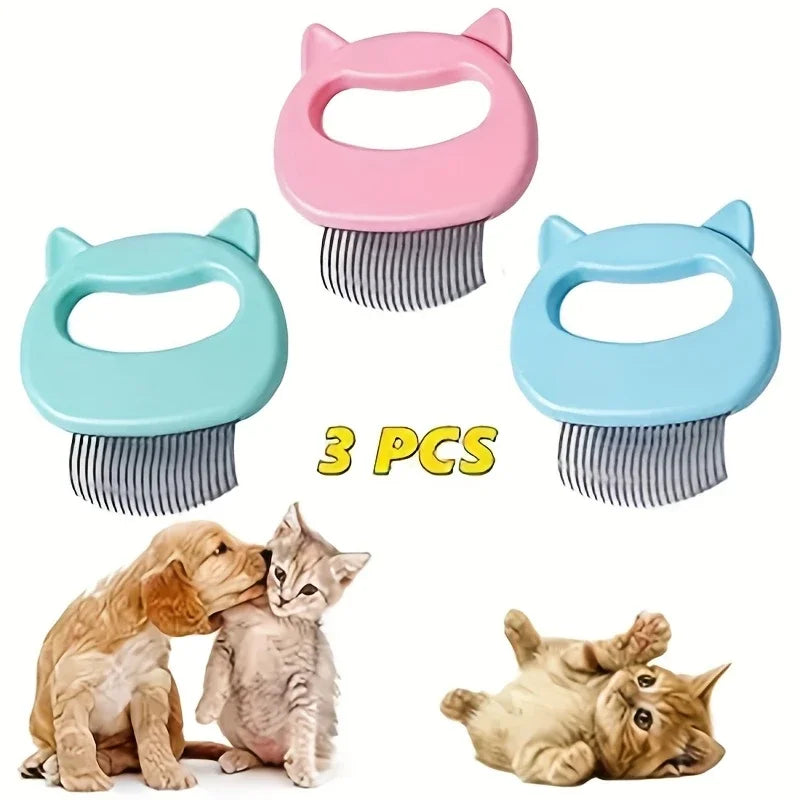 1 PCS Cat Massage Comb Plastic Easy Grip Handle Effectively Remove Cat Hair Fine Soft Brush Hair Multi-Color Grooming Tools