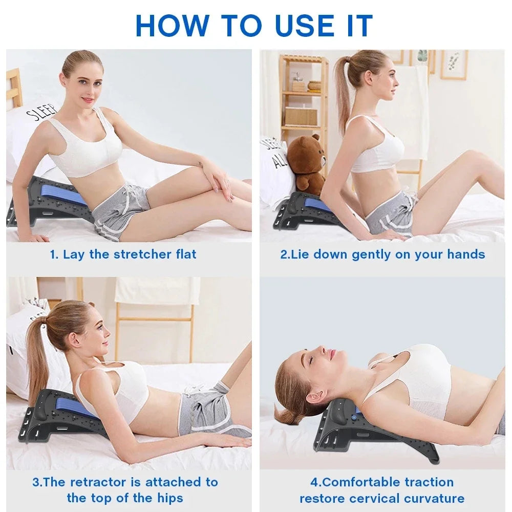 Cervical Traction Device Lower Upper Lumbar Spine Support Pillow 4-Level Adjustable Back Massager Home Use Neck Bone Stretcher