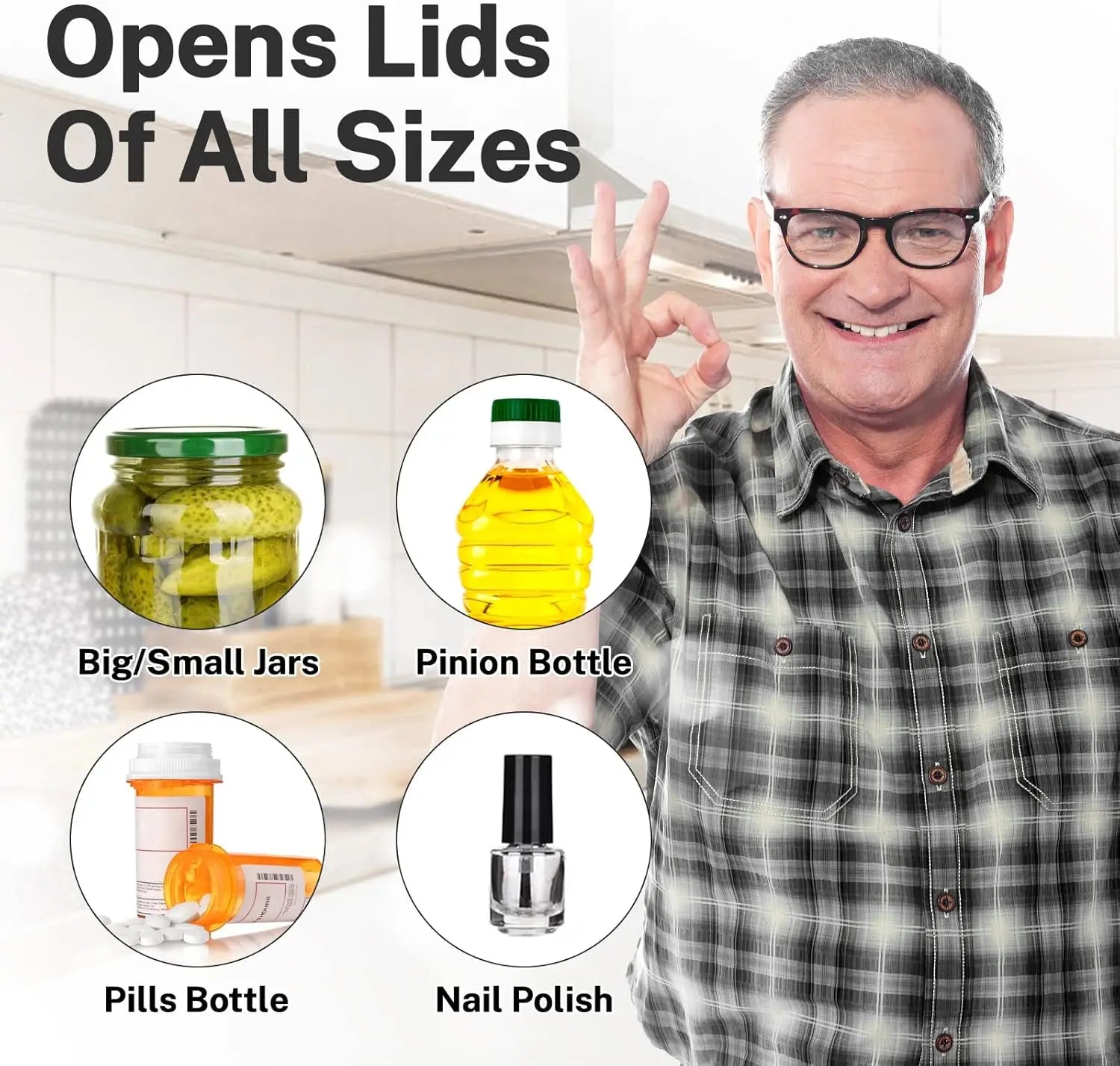 Under Cabinet Jar Opener for Weak Hands, for Seniors w/ Arthritis，Opener-Can Openers for Seniors w/ Arthritis Kitchen