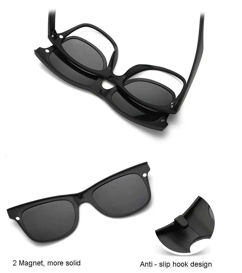 HJYFINO 5 lenes Magnet Sunglasses Clip Mirrored Clip on Sunglasses clip on glasses Polarization Clip Custom Prescription Myopia