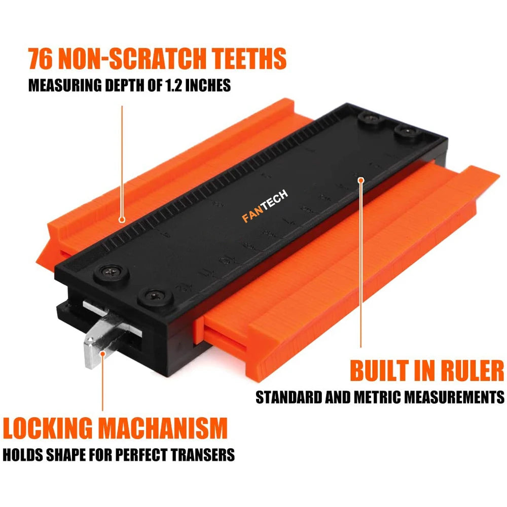 Contour Gauge Profile Duplicator Tool Adjustable Lock Alloy Edge Copy Shaping Wood Measure Ruler Laminate Tiles Wood Marking