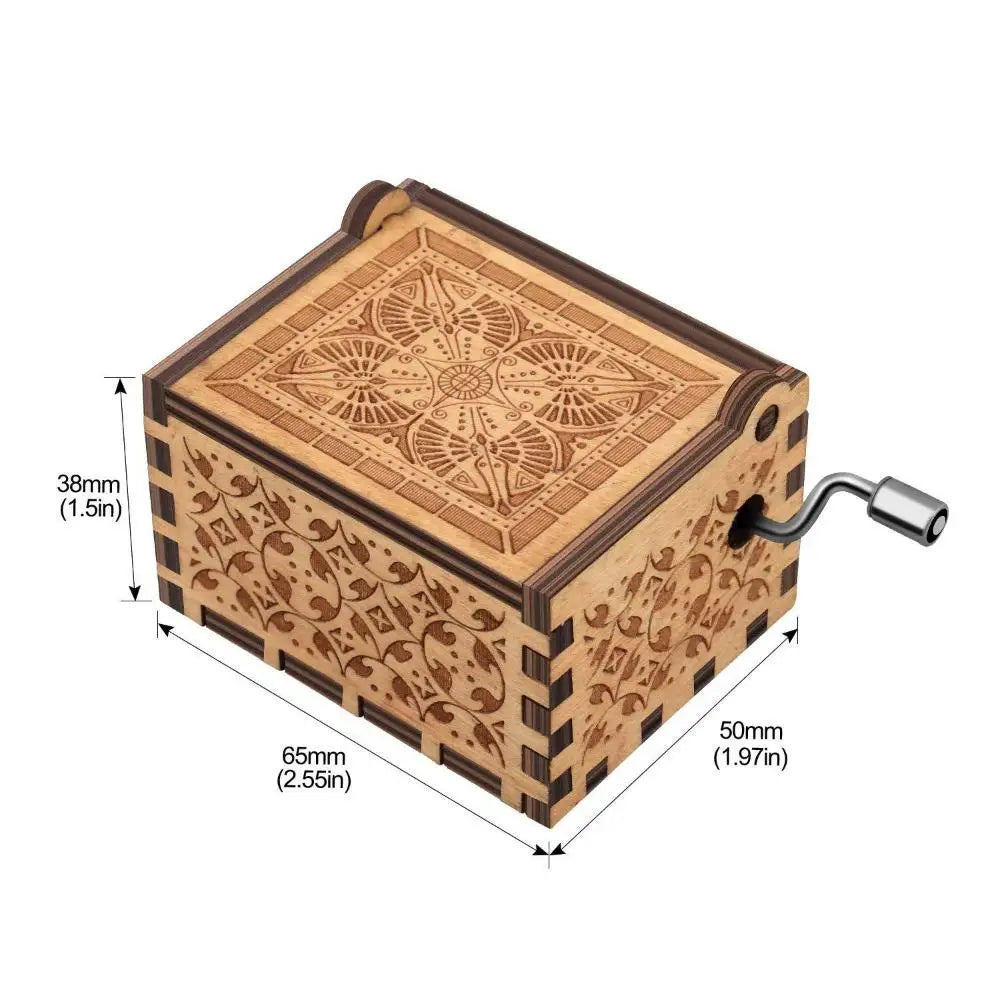 Vintage Engraving Wooden Music Box Hand-cranked Music Box Can't Help Falling in Love Music Box Wife Birthday Valentines Day Gift