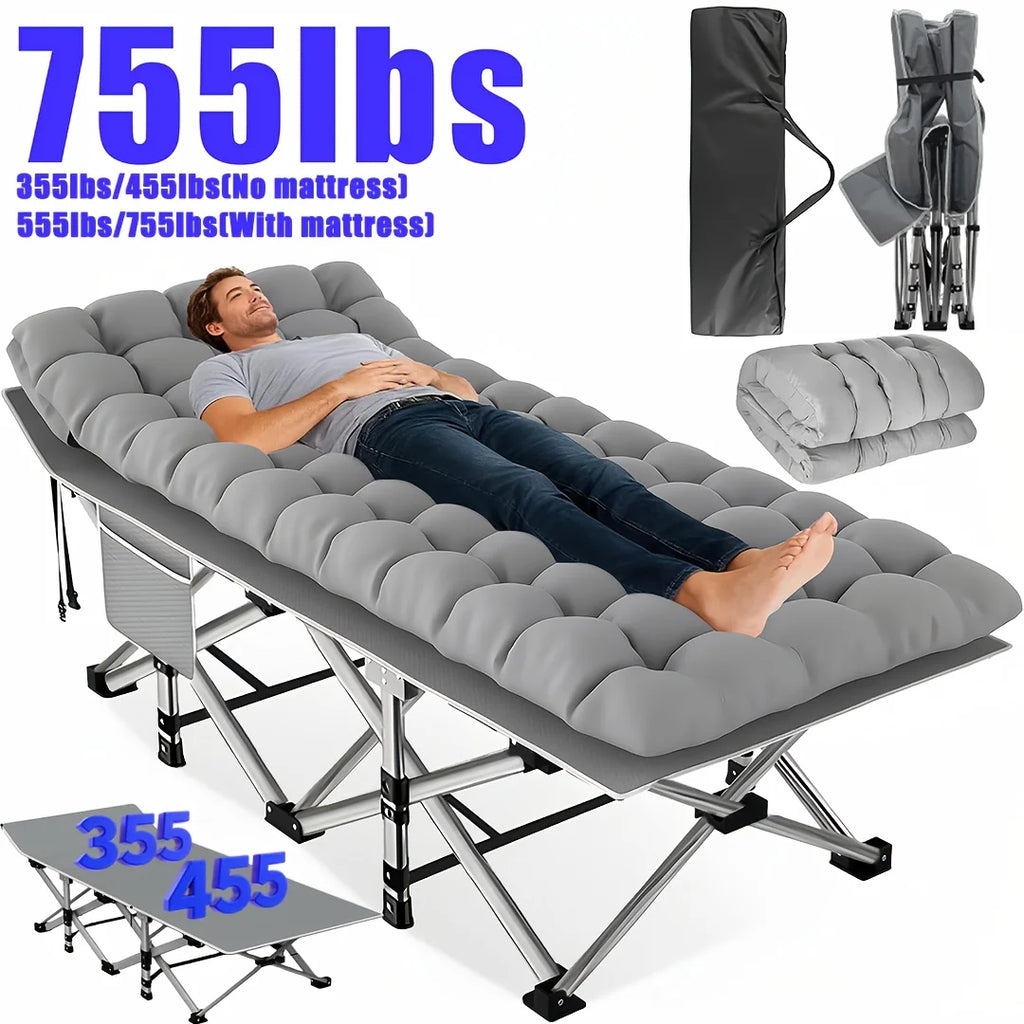 8-Leg Folding Bed With Mattress(Mattress-free Option Available)|Portable Adult Sleeping Cot With Carry