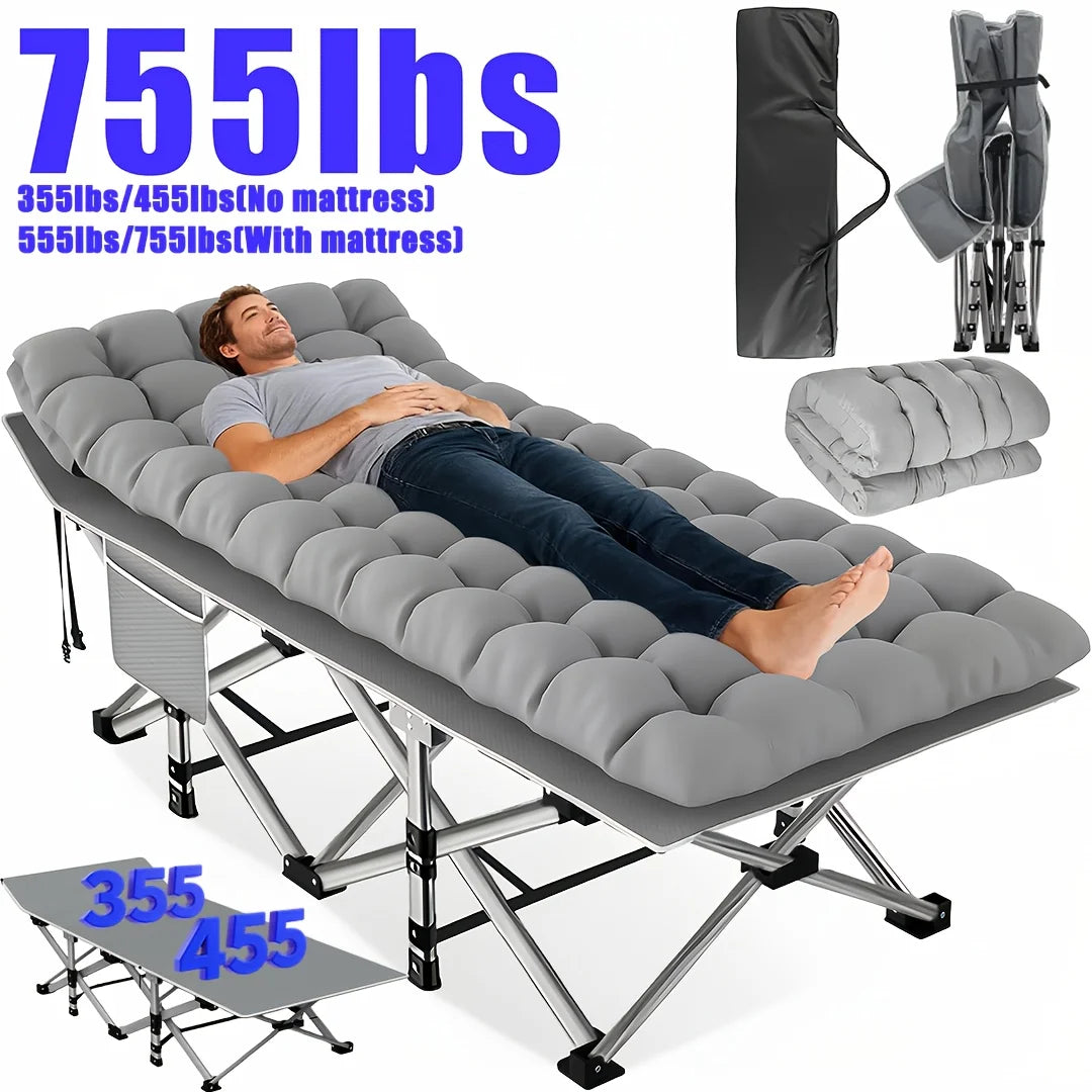8-Leg Folding Bed With Mattress(Mattress-free Option Available)|Portable Adult Sleeping Cot With Carry