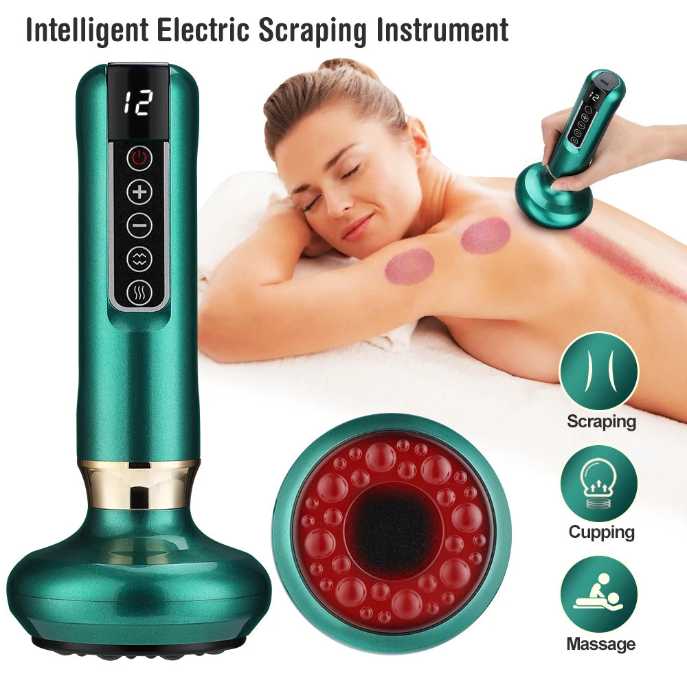 12/6 Levels Intelligent Vacuum Cupping Massager Negative Pressure Heating Wireless Scraping Apparatus Dredge Meridian Relax