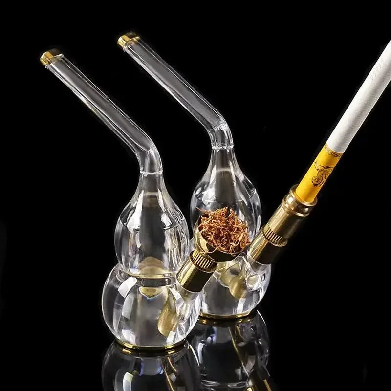 Dual purpose exquisite water bottle Gourd shaped Transparent pipe Tar Filtration Recyclable Smoking Holders Smoking Accessories