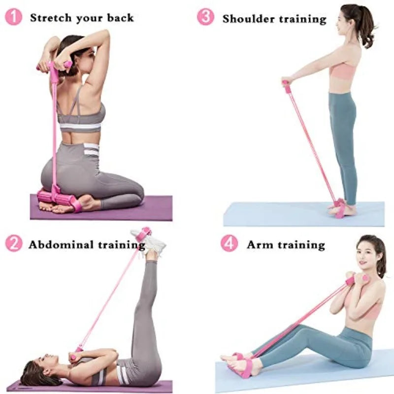 Four-Tube Pedal Tensioner Multi-Functional Household Fitness Equipment Yoga Abdominal Strengthening Elastic Band Tension Rope