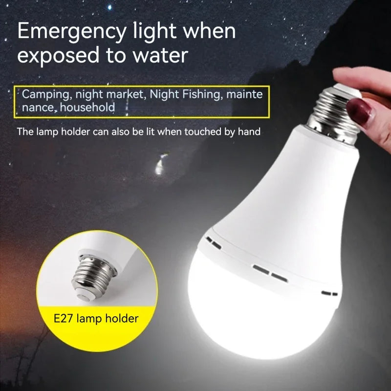 7W/9W/12W/15W Emergency Light Bulb LED Handheld Hanging Charging Energy-Saving Light Bulb Portable Household Tent Fishing Lamp