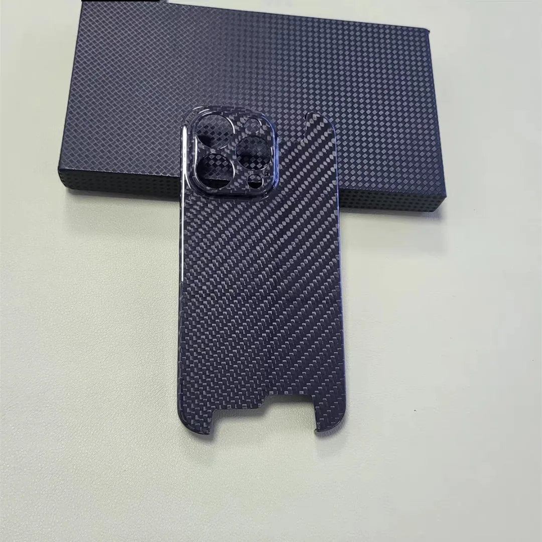 Glossy Forged Ultra Thin Genuine Pure Carbon Fiber Cover For iPhone 15 14 16 Pro Max Glitter Bling Irregular Shockproof Case